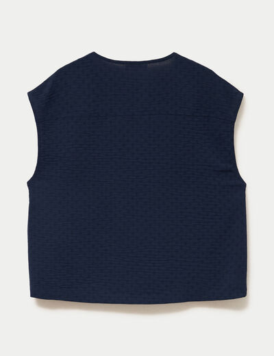 Blouse droite sans manches col v bleu marine femme
