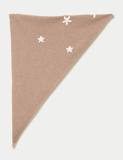 Foulard avec broderie beige femme