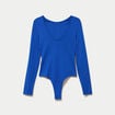 Body cintr&eacute; manches longues bateau bleu electrique femme