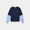 Sweat bi-mati&egrave;re manches longues bleu marine femme