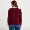 Pull col chemise manches longues bordeaux femme