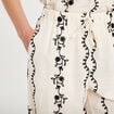 Pantalon large taille standard brod&eacute; blanc femme