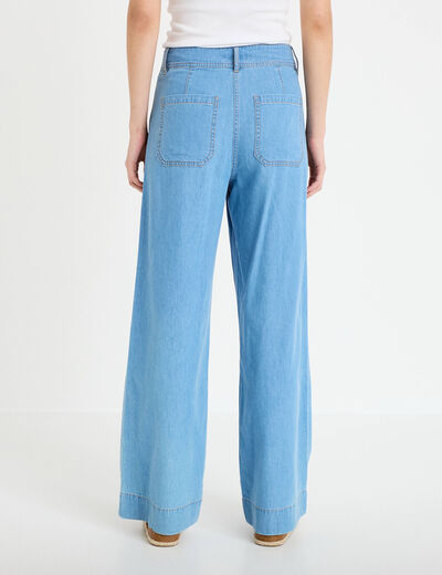 Jean wide leg taille standard denim bleach femme