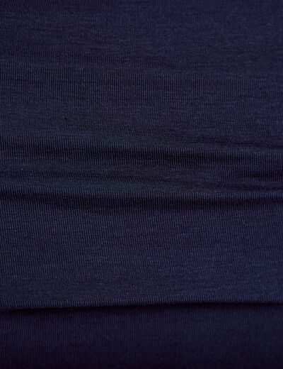 T-shirt col bardot manches longues bleu marine femme