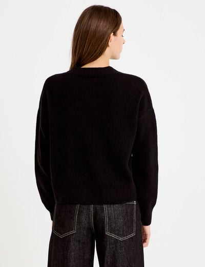 Pull col rond noir femme
