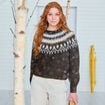 Pull col rond manches longues marron fonc&eacute; femme