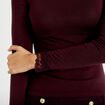 T-shirt ajust&eacute; col roul&eacute; dentelle prune femme