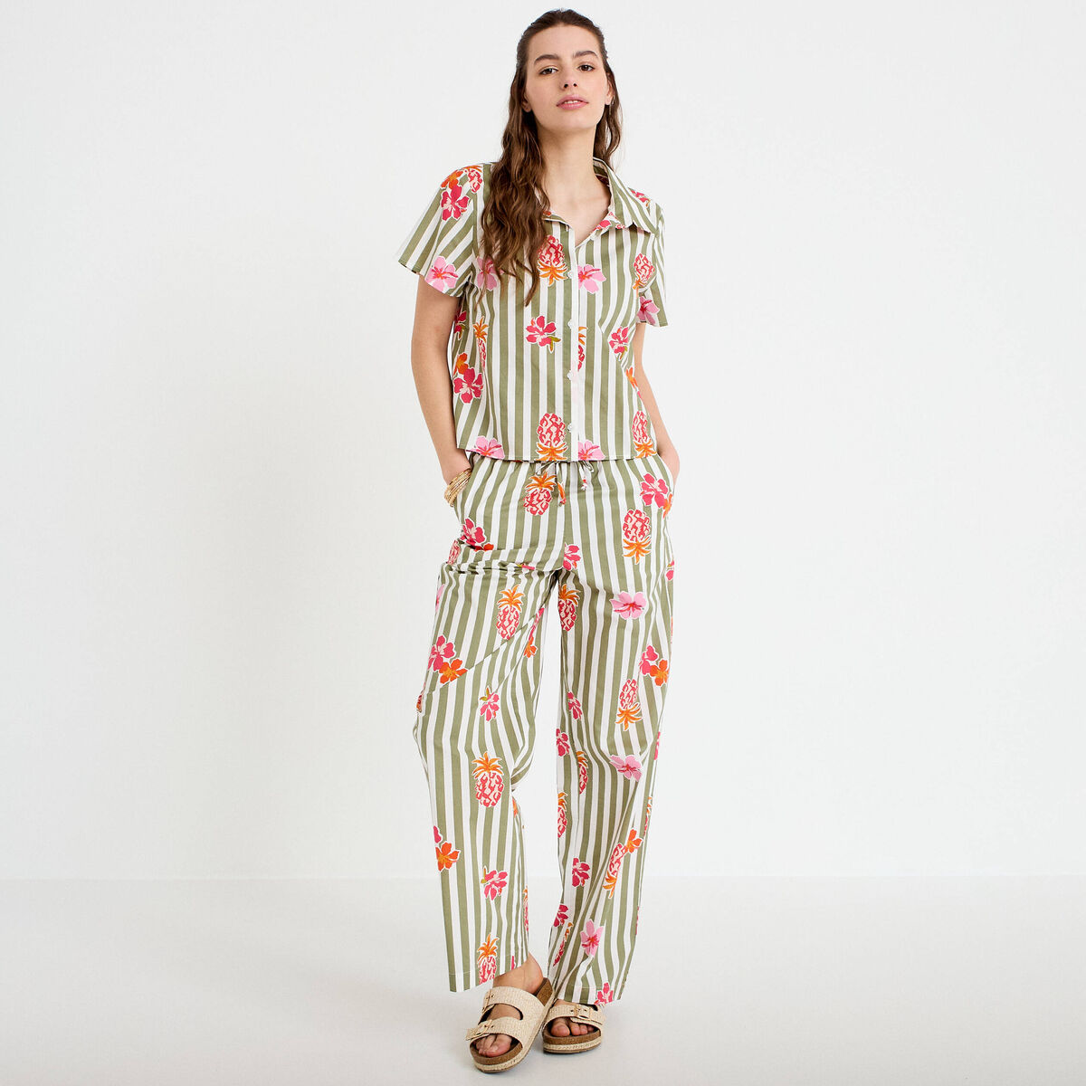 Chemise col classique manches courtes blanc femme