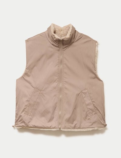 Veste r&eacute;versible sans manches beige femme