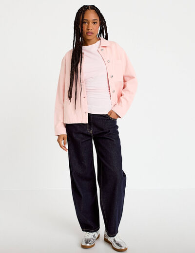 T-shirt ajust&eacute; col bateau sans manches rose clair femme