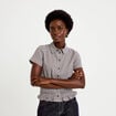 Chemise cintr&eacute;e manches courtes marron femme