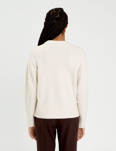 Pull manches longues ecru femme