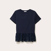 T-shirt manches courtes en dentelle bleu marine femme