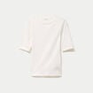 T-shirt ajust&eacute; col rond manches courtes ecru femme