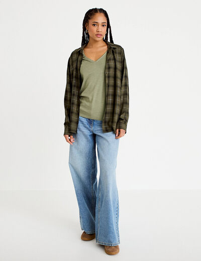 T-shirt manches courtes vert kaki femme