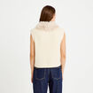 Gilet manches courtes fausse fourrure ecru femme