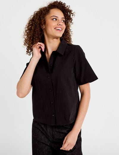 Chemise manches courtes noir femme