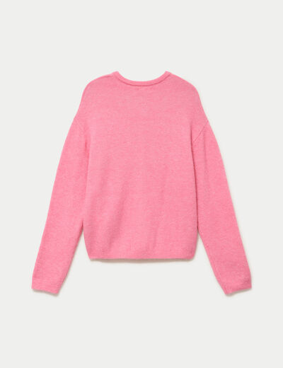 Gilet manches longues rose vif femme