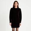 Robe pull droite manches longues noir femme