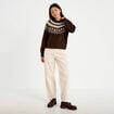 Pull col rond manches longues marron fonc&eacute; femme