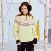 Pull col rond manches longues jaune clair femme
