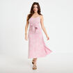 Robe droite 3/4 col v fines bretelles rose clair femme