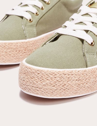 Baskets espadrilles plates vert kaki femme