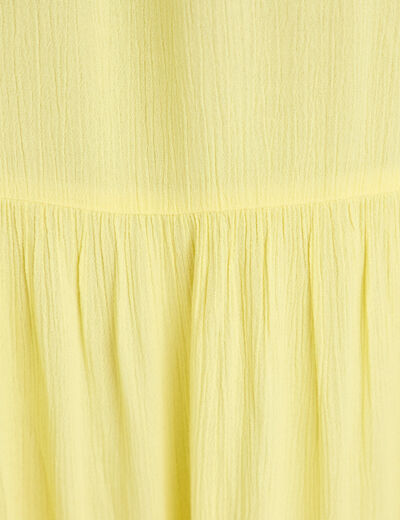 Jupe longue pliss&eacute;e &eacute;vas&eacute;e jaune pastel femme