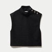 Pull droit sans manches col montant noir femme