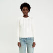 Pull torsad&eacute; ecru femme