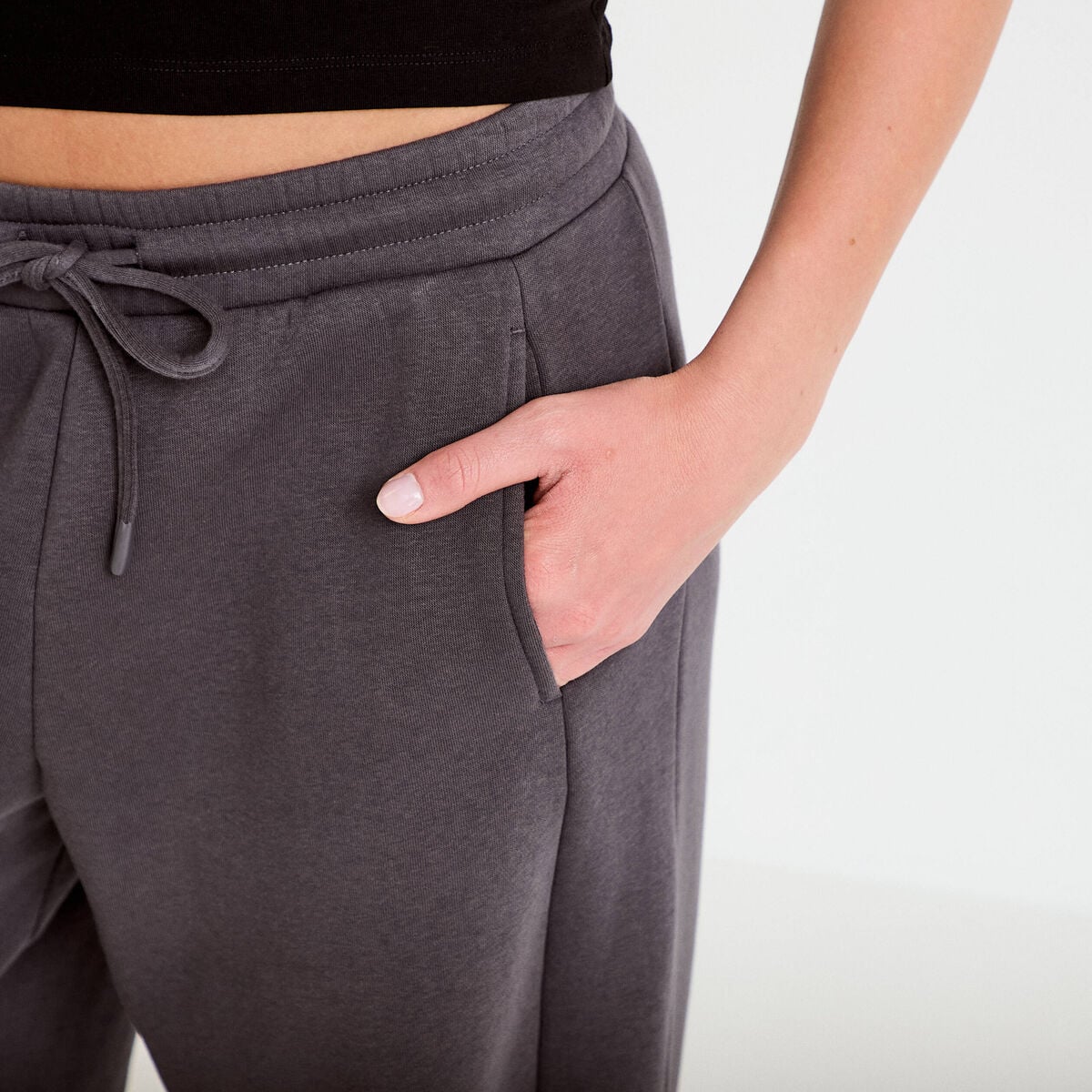 Jegging taille basse gris fonc&eacute; femme