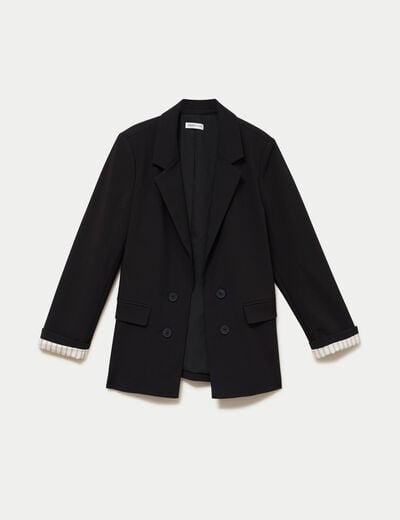 Blazer ajust&eacute; manches longues noir femme