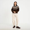 Pantalon barrel ceinture amovible ecru femme