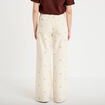 Jean wide leg broderie taille haute denim blanc femme