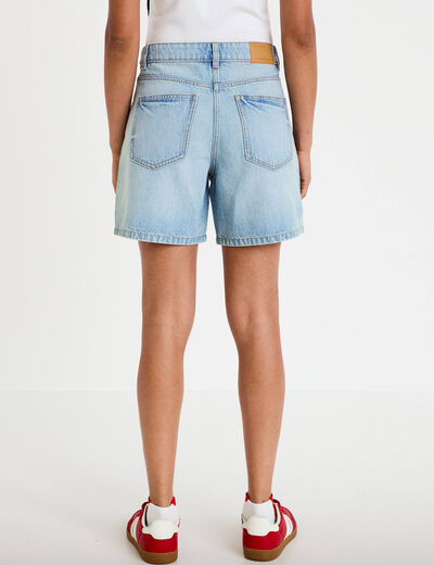 Bermuda regular 5 poches en jean denim bleach femme