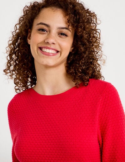 Pull col bateau rouge femme