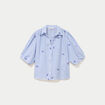 Chemise droite col classique manches 3/4 bleu clair femme