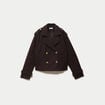 Trench court boutonn&eacute; marron fonc&eacute; femme