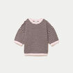 Pull ample duveteux manches courtes rose clair femme