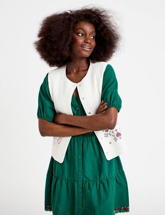 Veste oversize sans manches ecru femme