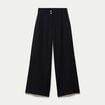Pantalon large taille haute noir femme