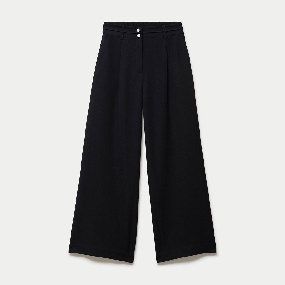 Pantalon large taille haute noir femme