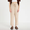 Pantalon large 7/8&egrave;me taille haute sable femme