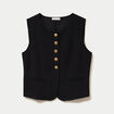 Gilet sans manches col rond noir femme