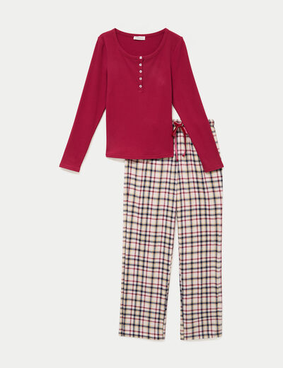 Lot de 2 pyjamas manches longues rouge femme