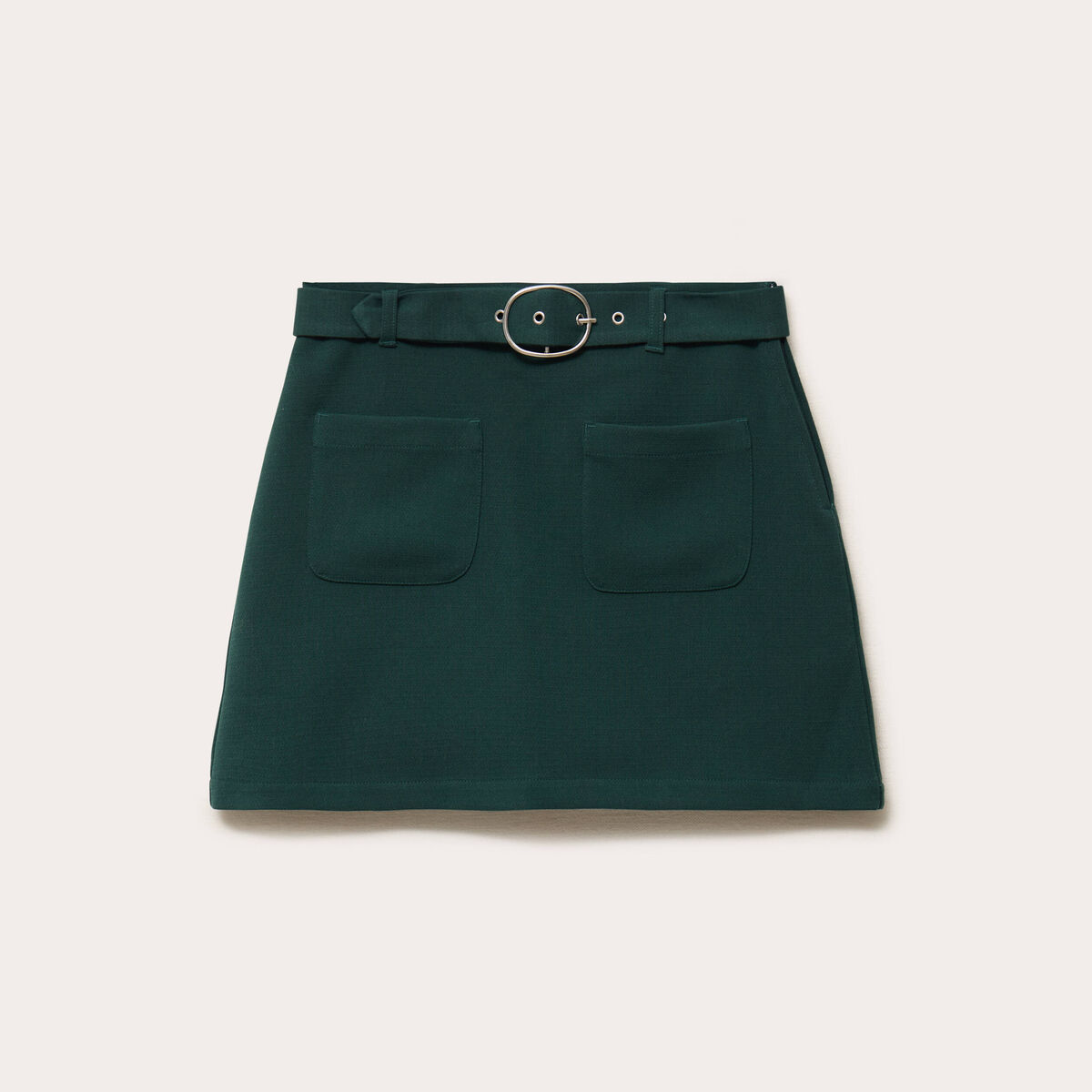 Jupe droite courte taille haute vert fonc&eacute; femme