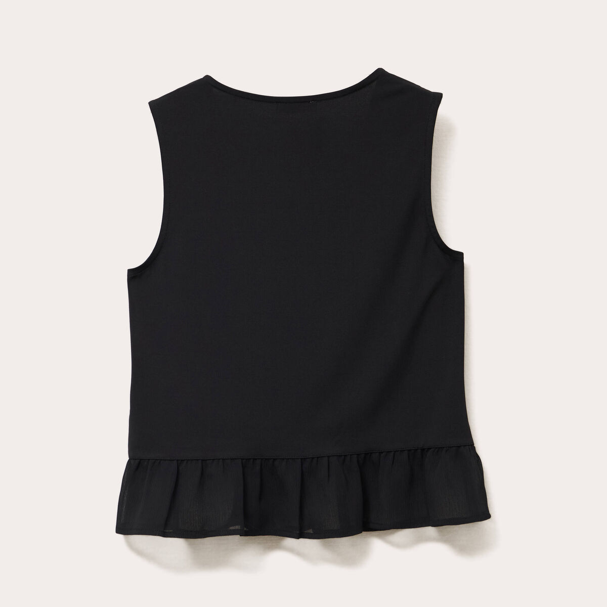 Blouse sans manches volants noir femme