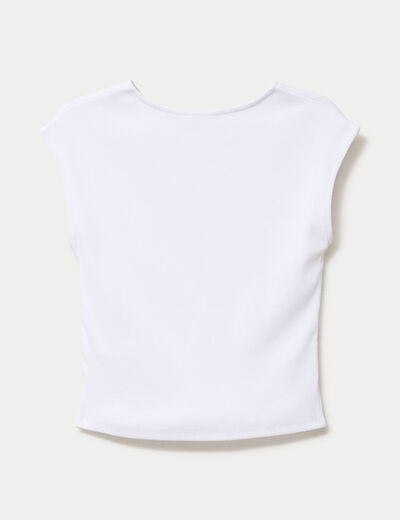 D&eacute;bardeur ajust&eacute; col rond blanc femme