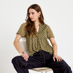 Blouse droite longue manches courtes vert femme