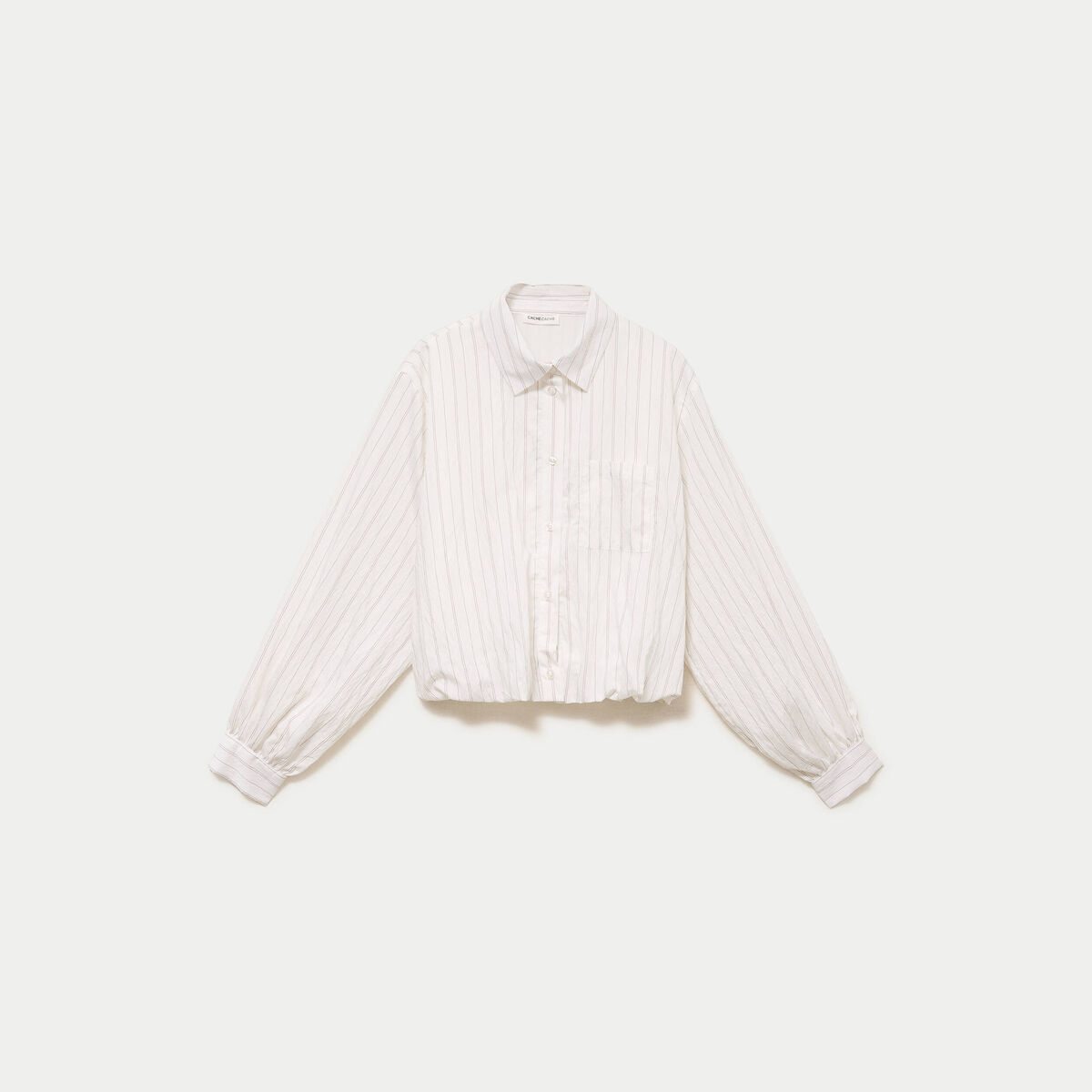 Chemise ample cropped effet boule blanc femme